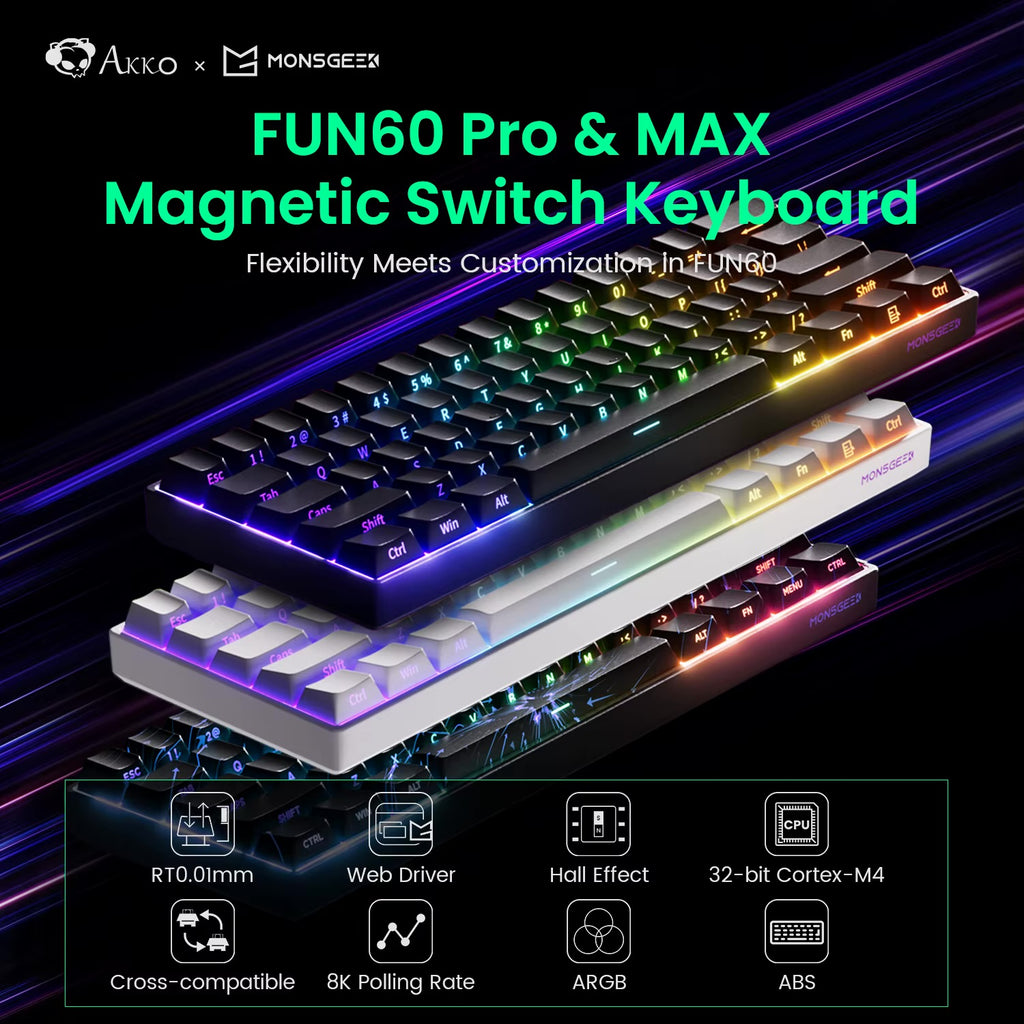MonsGeek FUN60 Pro – 60% Magnetic Gaming Keyboard | 8K Polling | Rapid Trigger Precision