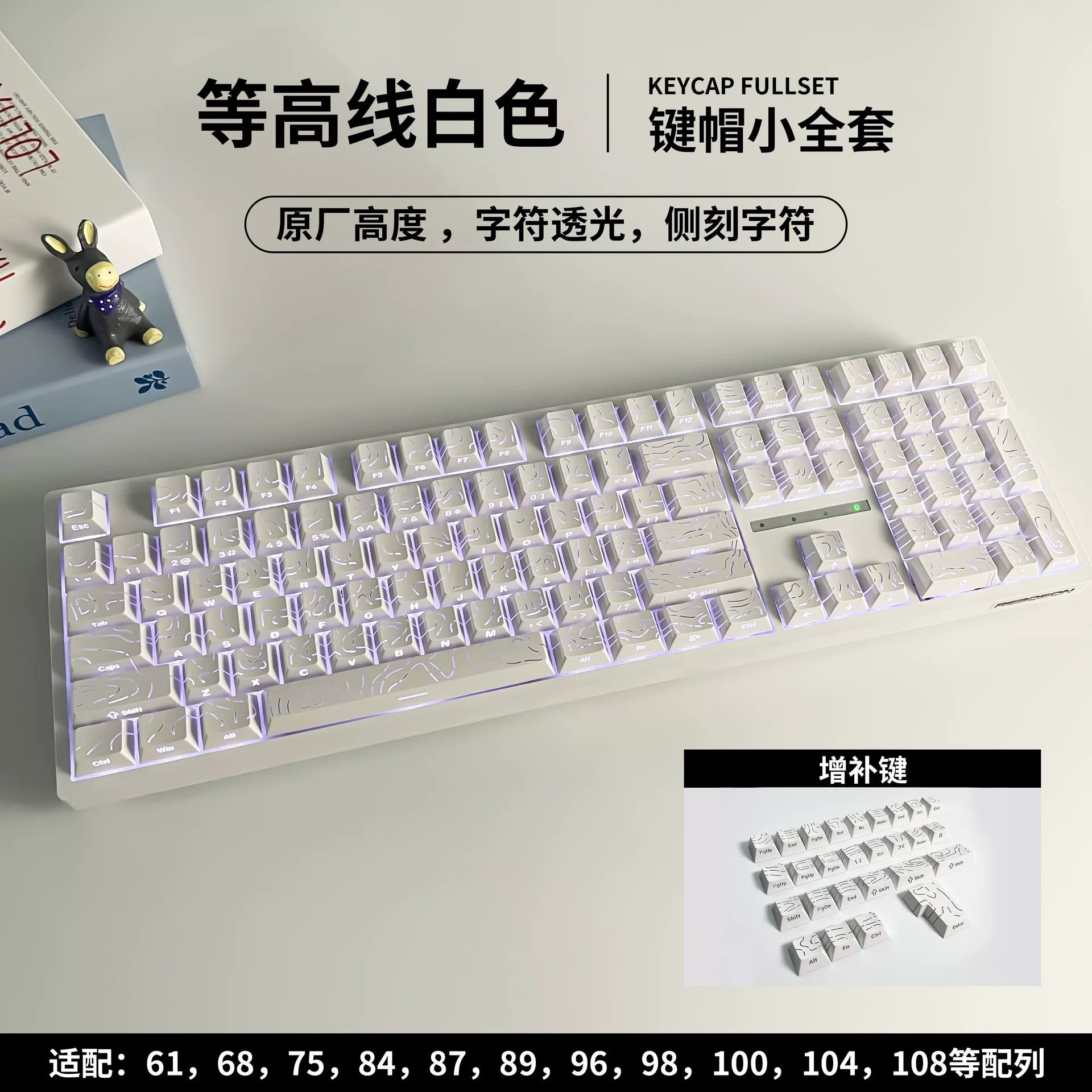 Topographic Wavy Gradient Keycaps V4.0 – Frost, Crimson, Aurora Fade & Monochrome | Side-Printed | Keyboard Upgrade Set